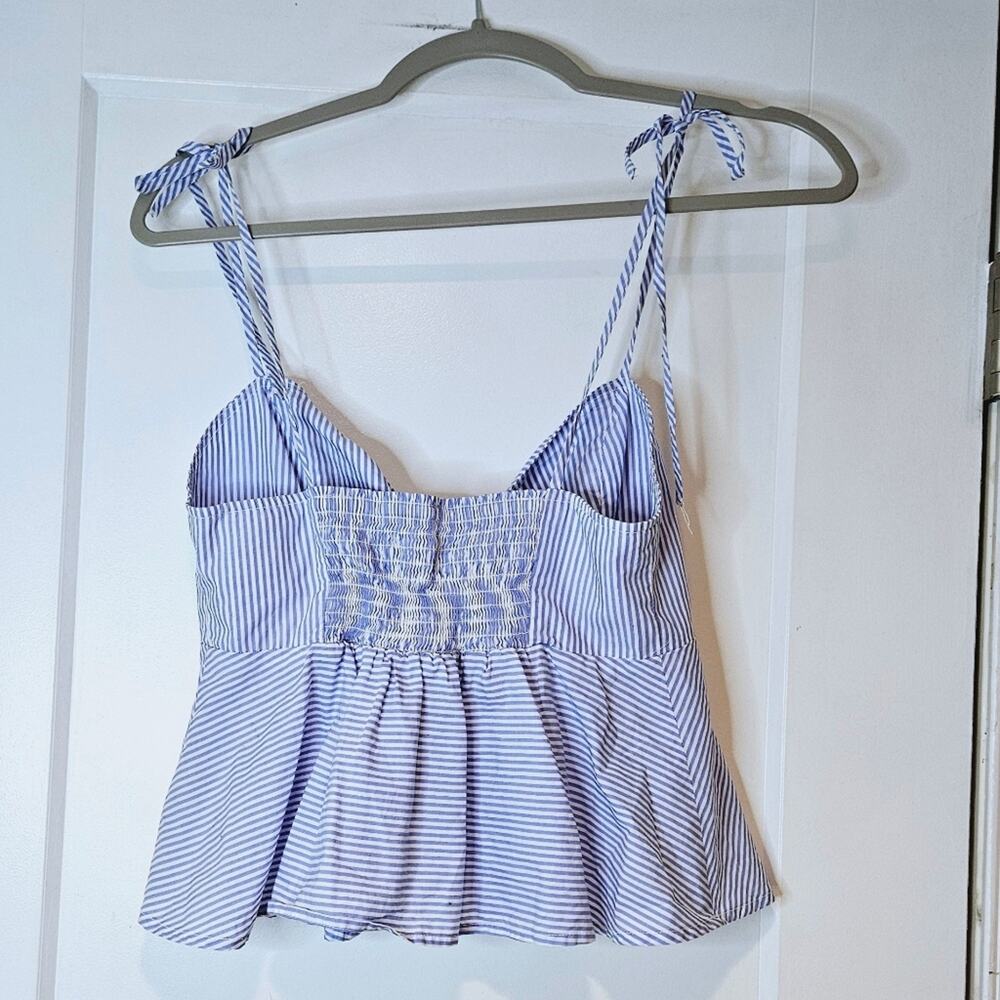 Maeve Anthropologie Stripe Tie Front Smocked Tank - Picture 3 of 6